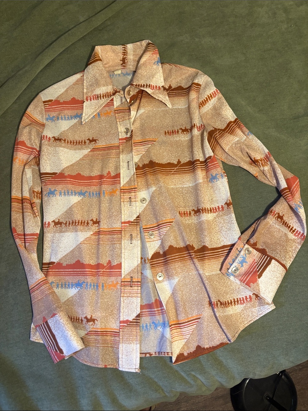 Vintage western Button-Down Shirt in Multicolor Southwestern Print